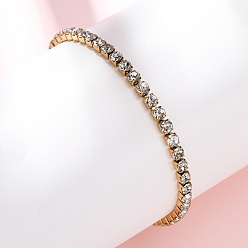 Кристалл 304 браслеты-цепочки из нержавеющей стали со стразами для женщин, квадратный, вакуумные покрытия, золотые, кристалл, 7-1/8 дюйм (18 см)