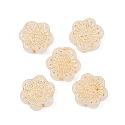 Античный Белый Краска для выпечки и стеклянные бусины, инкрустированные золотым металлом, цветок, старинный белый, 17x18.5x5.5 мм, отверстие : 1.2 мм