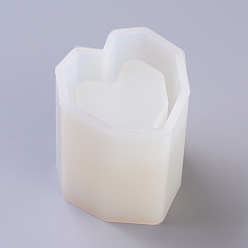 White DIY Brush Pot Silicone Molds, Resin Casting Molds, For UV Resin, Epoxy Resin Jewelry Making, Heart, White, 62.5x55x49mm