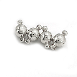 Платина Латунные магнитные застежки с петлями, круглые, платина, 14x8 мм, отверстие : 1.5 мм