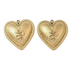 Настоящее золото 18K 304 подвески из нержавеющей стали, сердце со змеей, ионное покрытие (ip), реальный 18 k позолоченный, 25x25.5x6.5 мм, отверстие : 1.6 мм