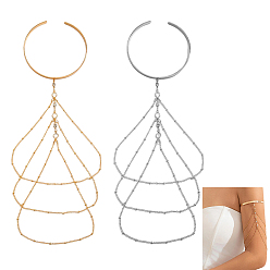 Платиновый & Золотой 2шт. 2 браслеты на плечо из железа и латуни разных цветов, открытые браслеты-манжеты для женщин, платиной и золотом, 9-1/2 дюйм (24.2 см), внутренний диаметр: 3-1/8 дюйм (7.8 см), 1 шт / цвет