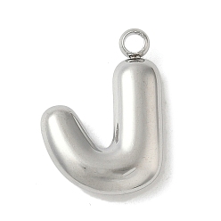 Letter J 304 начальные подвески из нержавеющей стали, цвет нержавеющей стали, буква J, 16~18x6~18x3 мм, отверстие : 1.8 мм