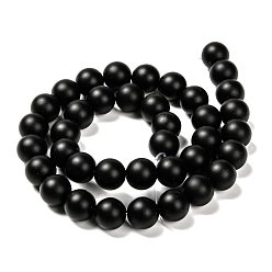 Black Agate Natural Black Agate Beads Strands, Grade A, Frosted, Round, Dyed & Heated, 10mm, Hole: 1mm, about 38pcs/strand, 15.5 inch