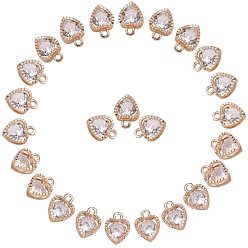 Light Gold Heart Alloy Charms, with Cubic Zirconia, Light Gold, 10x8.5x5mm, Hole: 1mm
