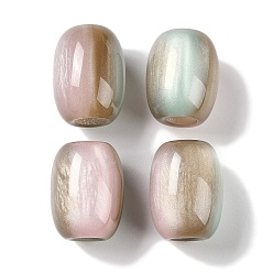 Верблюжий Европейские бусины из трехцветной смолы, бусины с большим отверстием, имитации кошачьего глаза , баррель, верблюжие, 16x12 мм, отверстие : 5.2 мм