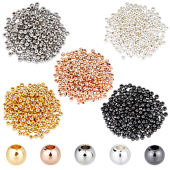 (52) Непрозрачная лаванда 1000шт 5 цвета стойка покрытие латунные бусины, долговечный, круглые, разноцветные, 3x2.5 мм, отверстие : 1 мм, 200 шт / цвет