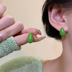 Teardrop Alloy Stud Earring, with Sterling Silver Pin and Enamel, Teardrop, 22x22mm