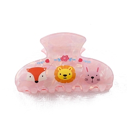 Pink Заколки для волос из ПВХ с изображением животных, розовые, 84x47x48 мм