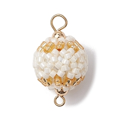 Champagne Gold Бисер ткацкий станок круглый соединительный элемент подвески, с двойными петлями из латуни золотистого цвета, шампанское золото, 27x16 мм, отверстие : 1.8~3.1 мм