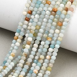 Flower Amazonite Натуральный цветок амазонитовые бусины пряди, рондель, граненые, 4x3 мм, отверстие : 0.8 мм, около 126 шт / нитка, 15.35'' (39 см)