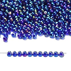 (DP177) Transparent Cobalt AB Миюки 3.4мм капельные бусины, японский бисер, прозрачные цвета AB, (dp177) прозрачный кобальт ab, 3.4x3 мм, отверстие : 0.65 мм, Около 8100 шт / 450 г