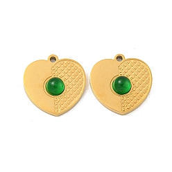 Золотой Ионное покрытие (ip) 304 подвески из нержавеющей стали, белое стекло, процесс резки коррозии, полирование, сердце прелести, золотые, 14x14x4 мм, отверстие : 1.2 мм