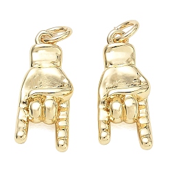 Echt 18 k vergoldet Gestellmessinganhänger, Steinhand-Anhänger, mit Sprungring, cadmiumfrei und bleifrei, langlebig überzogen, echt 18 k vergoldet, 20x8x4 mm, Bohrung: 3.5 mm
