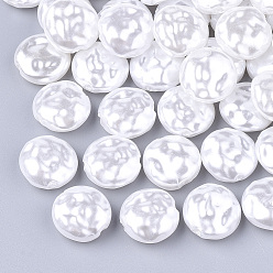 Creamy White Eco-Friendly ABS Plastic Imitation Pearl Beads, High Luster, Flat Round, Creamy White, 12x5.5mm, Hole: 1mm