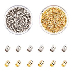 Platinum & Golden Brass Crimp Beads, Tube, Platinum & Golden, 2x2x0.15mm, Hole: 1.5mm, about 2000pcs/box, 2boxes/set, about 4000pcs/set