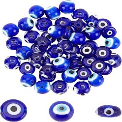 Blue 72Pcs Handmade Evil Eye Lampwork Beads, Mixed Shapes, Blue, 9~11x4~10mm, Hole: 1~2mm