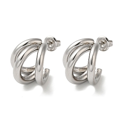 Нержавеющая Сталь Цвет Не тускнеют 304 серьги-гвоздики из нержавеющей стали, сплит серьги, серьги-кольца, цвет нержавеющей стали, 16x15 мм
