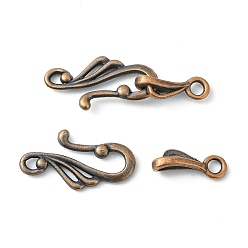 Red Copper Tibetan Style Hook Clasps, Lead Free, Cadmium Free and Nickel Free, Red Copper Color, Toggle: 12mm wide, 25mm long, Bar: 16mm long, hole: 3mm