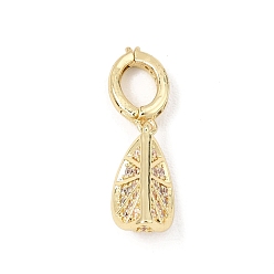 Clear Brass Micro Pave Cubic Zirconia Pendants, Orange Charms, Golden, Clear, 24mm, Hole: 5.5x4mm