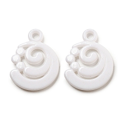 White Opaque Acrylic Pendants, Spiral, White, 28.5x21.5x3.5mm, Hole: 3mm, about 215pcs/500g