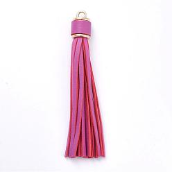 Cerise Imitation cuir gland gros pendentifs décorations, avec des découvertes en plastique ccb, cerise, 110x15mm, Trou: 4mm