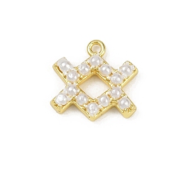 Настоящее золото 18K Латунь прелести, с абс пластмассовой имитационной жемчужиной, долговечный, без кадмия и без свинца, стойки покрытие, Водолей, реальный 18 k позолоченный, 13x13x3.5 мм, отверстие : 1.2 мм