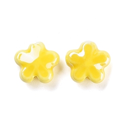 Желтый Фарфоровые бусины ручной работы, Famille выросли стиле, цветок, желтые, 11.5x12x5.5 мм, отверстие : 2 мм, 2 шт / комплект