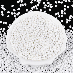 Белый Выпечка краска стеклянные бусины, баррель, белые, 4~4.5x3~3.5 мм, отверстие : 0.8~0.9 мм, Около 6080 шт / фунт