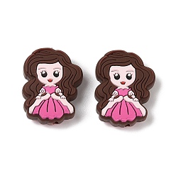 Кокосово-Коричневый Фокальные бусины из пищевого силикона принцессы, DIY уход за ожерельем, кокосового коричневый, 30x23x9 мм, отверстие : 2.5 мм