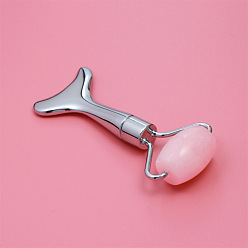 Розовый Кварц Односторонние ролики для лица из натурального розового кварца, массажер для лица с одной головкой, инструменты для ухода за кожей, 87x35 мм