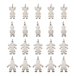 Нержавеющая Сталь Цвет 316 подвески из нержавеющей стали, мальчик и девочки, цвет нержавеющей стали, 20 шт / комплект