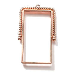 Розовое Золото Подвесные подвески из сплава, для diy уф смолы, эпоксидная смола, без кадмия, без никеля и без свинца, прямоугольные, розовое золото , 47x28.5x3.5 мм, отверстие : 1.4 мм