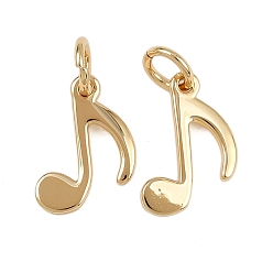 Настоящее золото 18K Латунные подвески, прелести музыкальных нот, стойки покрытие, без свинца и без кадмия, долговечный, с целью перехода в кольце, реальный 18 k позолоченный, 13x8x1 мм, отверстие : 3 мм