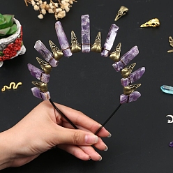 Аметист Резинки для волос из натурального аметиста, аксессуары для волос для женщин и девочек, 185x155x15 мм