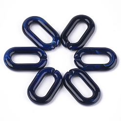 Dark Blue Acrylic Linking Rings, Quick Link Connectors, For Jewelry Chains Making, Imitation Gemstone Style, Oval, Dark Blue, 38.5x23.5x6.5mm, Hole: 24.5x9.5mm, about 140pcs/500g