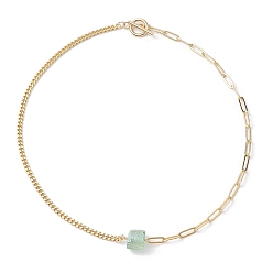 Светло-зеленый Гальванические ожерелья с подвесками из натурального кварца с шестиугольной призмой, ожерелья-цепочки из латунной скрепки и кубинских звеньев, золотые, светло-зеленый, 17.72 дюйм (45 см)