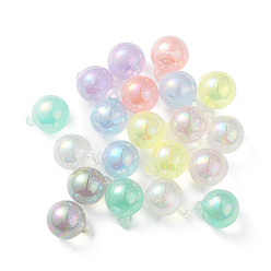 (52) Непрозрачная лаванда Светящиеся УФ-покрытие прозрачные радужные переливающиеся акриловые подвески, светится в темноте, круглые, разноцветные, 20x15.5 мм, отверстие : 3 мм