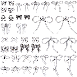 Античное Серебро 40 шт 20 стили сплава подвески в тибетском стиле, бантом прелести, античное серебро, 10~45x8~42x2~6 мм, отверстие : 1~2.5 мм, 2 шт / стиль