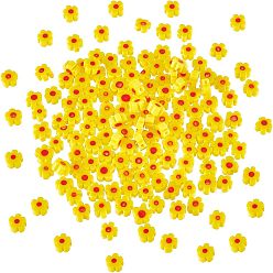 Yellow 2 Strands Handmade Millefiori Glass Bead Strands, Flower, Yellow, 4~7.2x2.6mm, Hole: 1mm, about 76~83pcs/strand, 2 strands/box