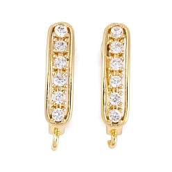 Настоящее золото 18K Покрытие стойки латунное кольцо с цирконием, фурнитура для сережек, без кадмия и без свинца, долговечный, реальный 18 k позолоченный, 16x4 мм, отверстие : 1.5 мм, штифты : 9x1 мм