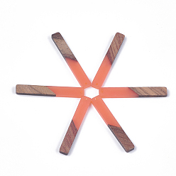 Помидор Большие подвески из смолы и ореха, прямоугольные, помидор, 51.5x7.5x3 мм, отверстие : 1.8 мм