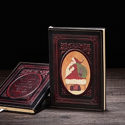 Средний Фиолетово-красный Винтажный европейский блокнот из искусственной кожи, а5 журнал с выкройками Санта-Клауса, для школьных канцелярских принадлежностей, средне фиолетовый красный, 210x145 мм