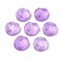 Фиолетовый Прозрачные смолы кабошоны, кабошоны водной ряби, с блеском порошок, полукруглый, фиолетовые, 17.5x7.5~8 мм