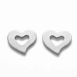 Нержавеющая Сталь Цвет Устойчивы к потускнению 304 соединительные кольца из нержавеющей стали, сердце, цвет нержавеющей стали, 13x15x1 мм, внутренний диаметр: 7x4.5 мм