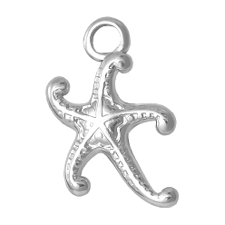 Нержавеющая Сталь Цвет 304 подвески из нержавеющей стали, очарование морской звезды, цвет нержавеющей стали, 17x12 мм