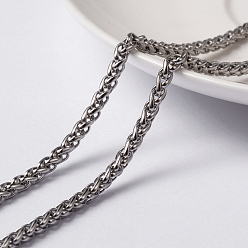 Stainless Steel Color 304 Stainless Steel Wheat Chains, Foxtail Chain, Unwelded, with Spool, Stainless Steel Color, 5x3x1mm, about 65.61 Feet(20m)/roll