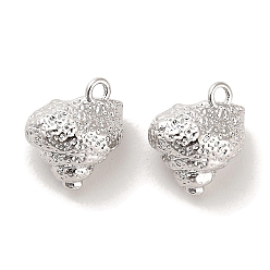 Real Platinum Plated Brass Charms, Spiral shell, Real Platinum Plated, 11.5x10.5x8.5mm, Hole: 1.5mm