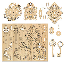 Часы Древесно-стружечные плиты, товары для рукоделия из дерева, часы, 15.2x14.5x0.2 см, 2 шт / комплект