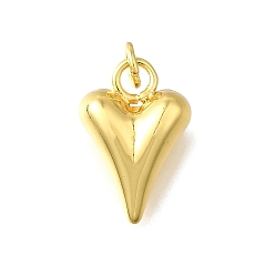 Настоящее золото 18K Латунные подвески, сердце прелести, с прыжковых колец, без кадмия и без свинца, долговечный, стойки покрытие, реальный 18 k позолоченный, 18x12x7 мм, отверстие : 3.5 мм